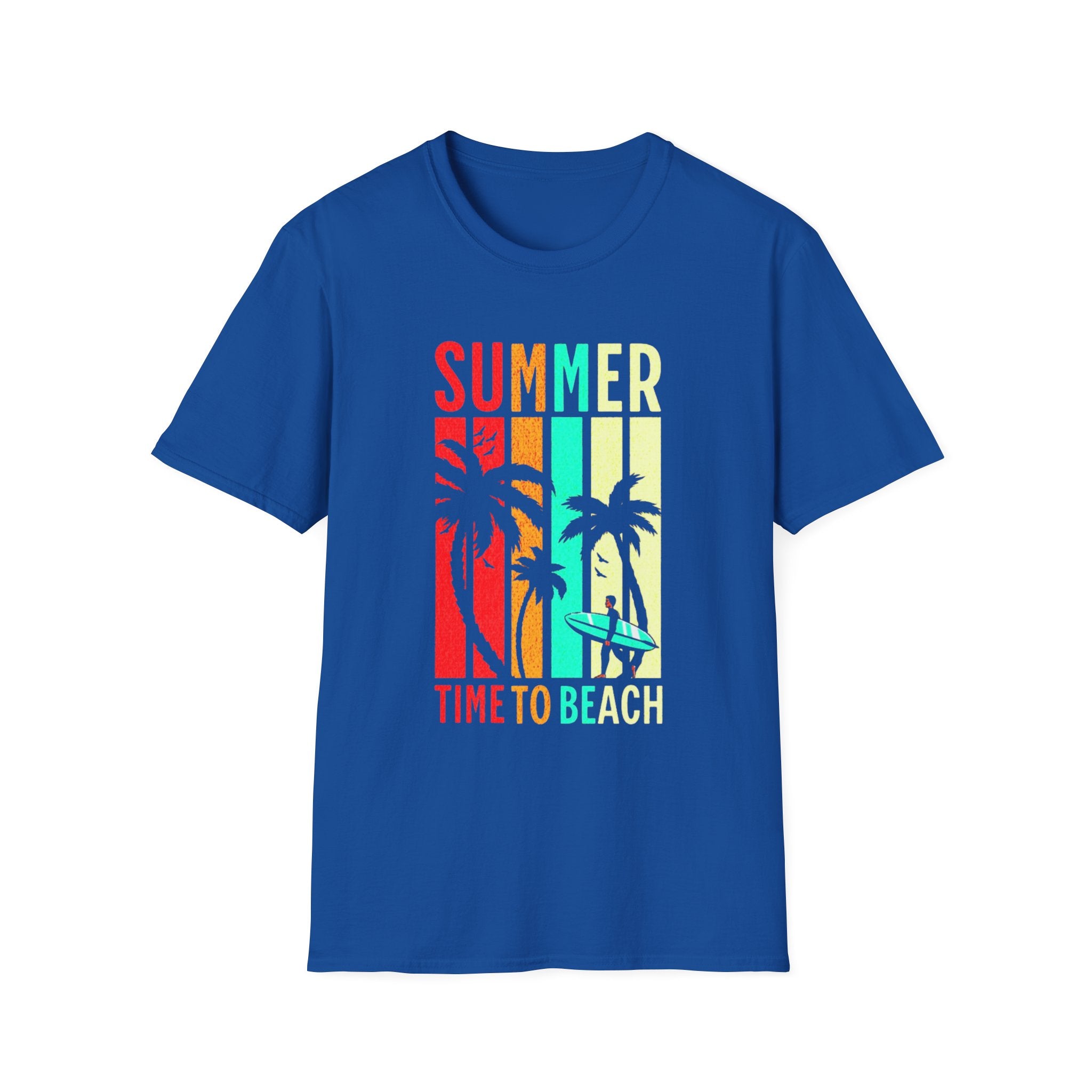 Summer Beach T-Shirt — "Time to Beach" Palm Tree Surf Graphic