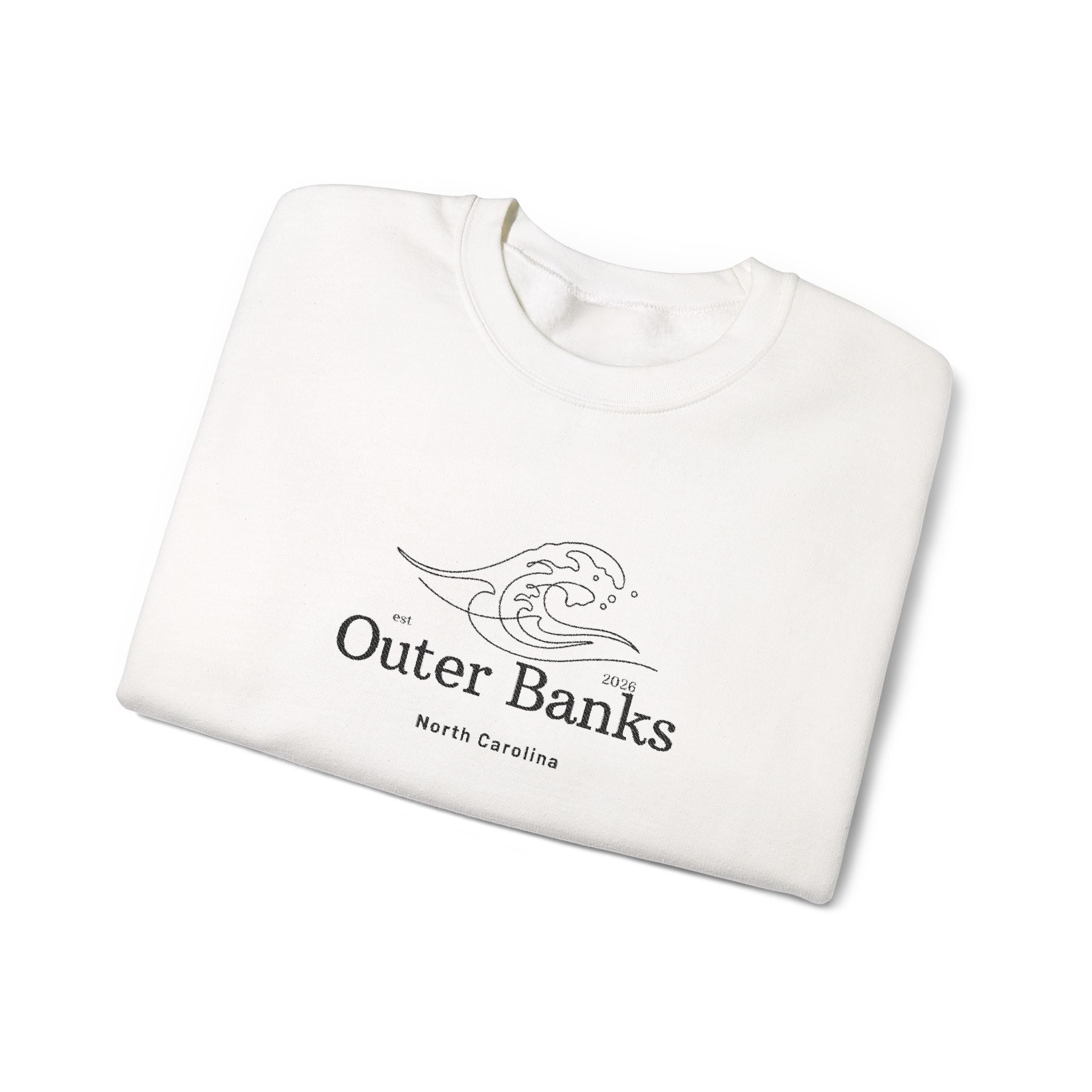 Outer Banks Coastal Wave Crewneck Sweatshirt — Embroidered Pullover