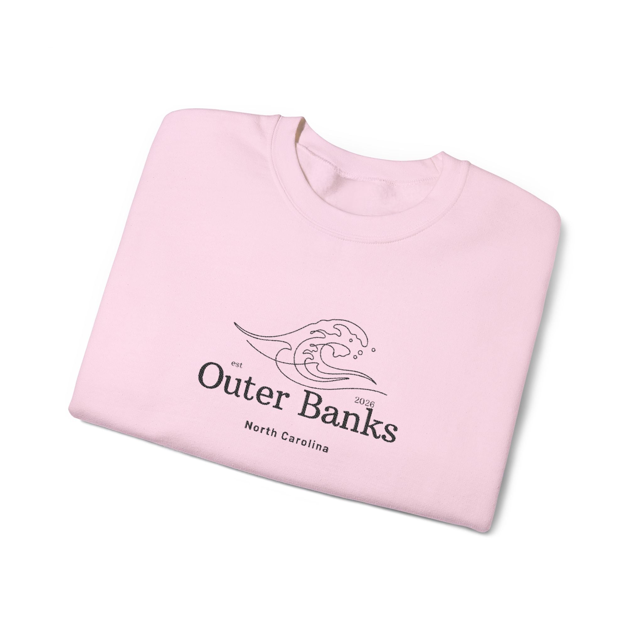 Outer Banks Coastal Wave Crewneck Sweatshirt — Embroidered Pullover