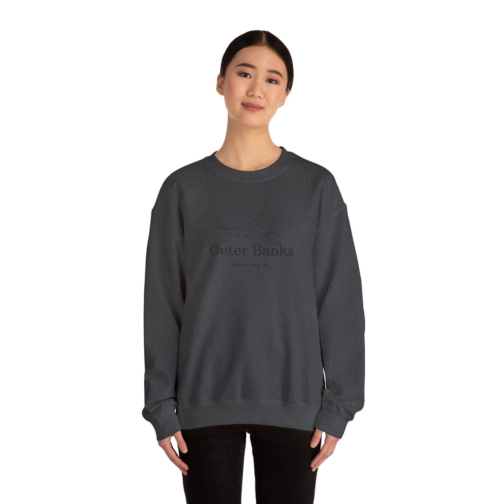 Outer Banks Coastal Wave Crewneck Sweatshirt — Embroidered Pullover