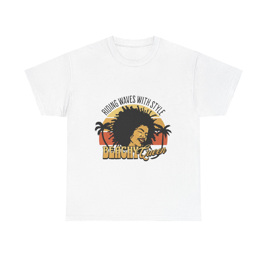 Beachy Vibes Tee — "Riding Waves With Style" Retro Sunset Surf T-Shirt