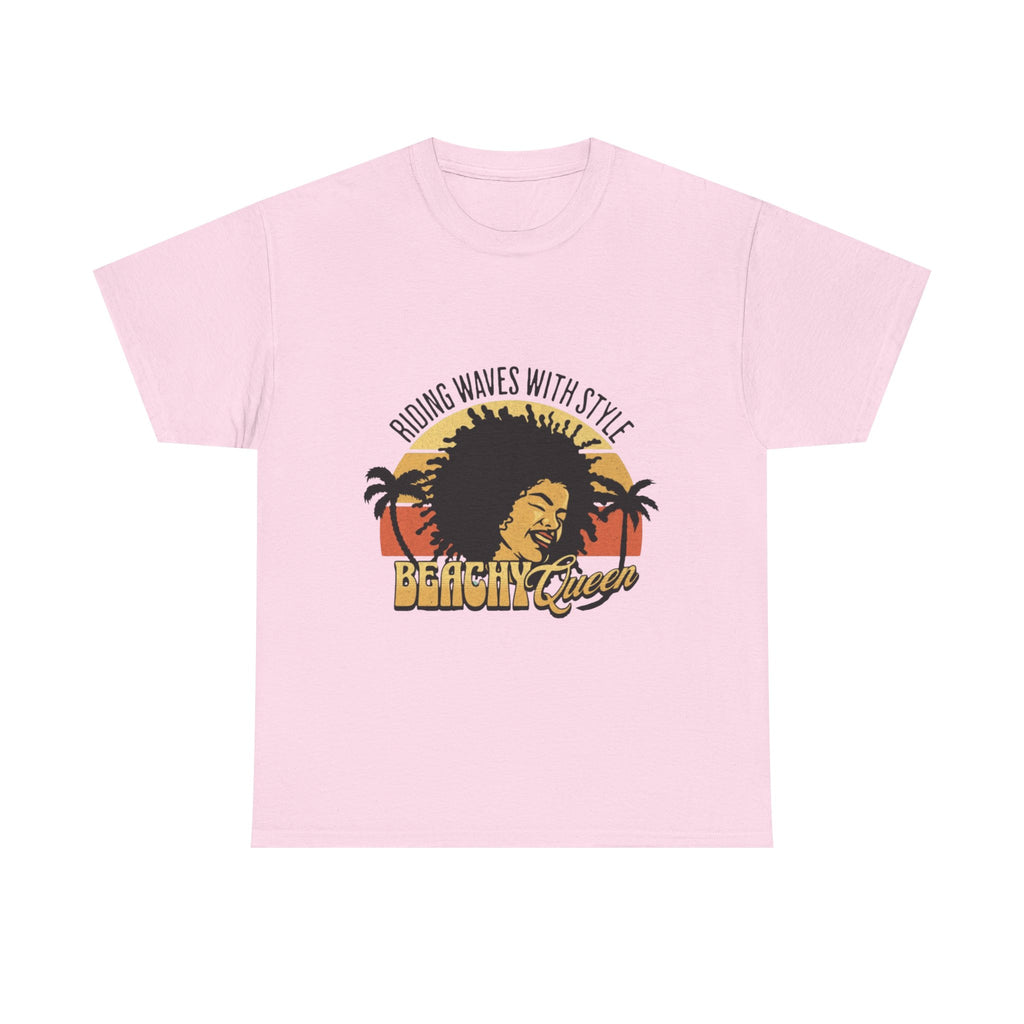 Beachy Vibes Tee — "Riding Waves With Style" Retro Sunset Surf T-Shirt