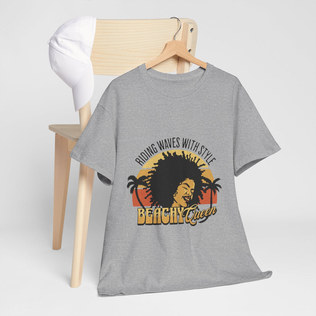 Beachy Vibes Tee — "Riding Waves With Style" Retro Sunset Surf T-Shirt