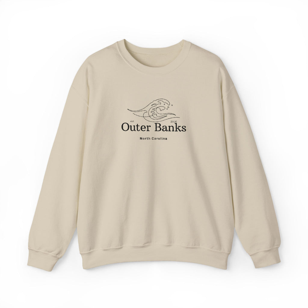 Outer Banks Coastal Wave Crewneck Sweatshirt — Embroidered Pullover