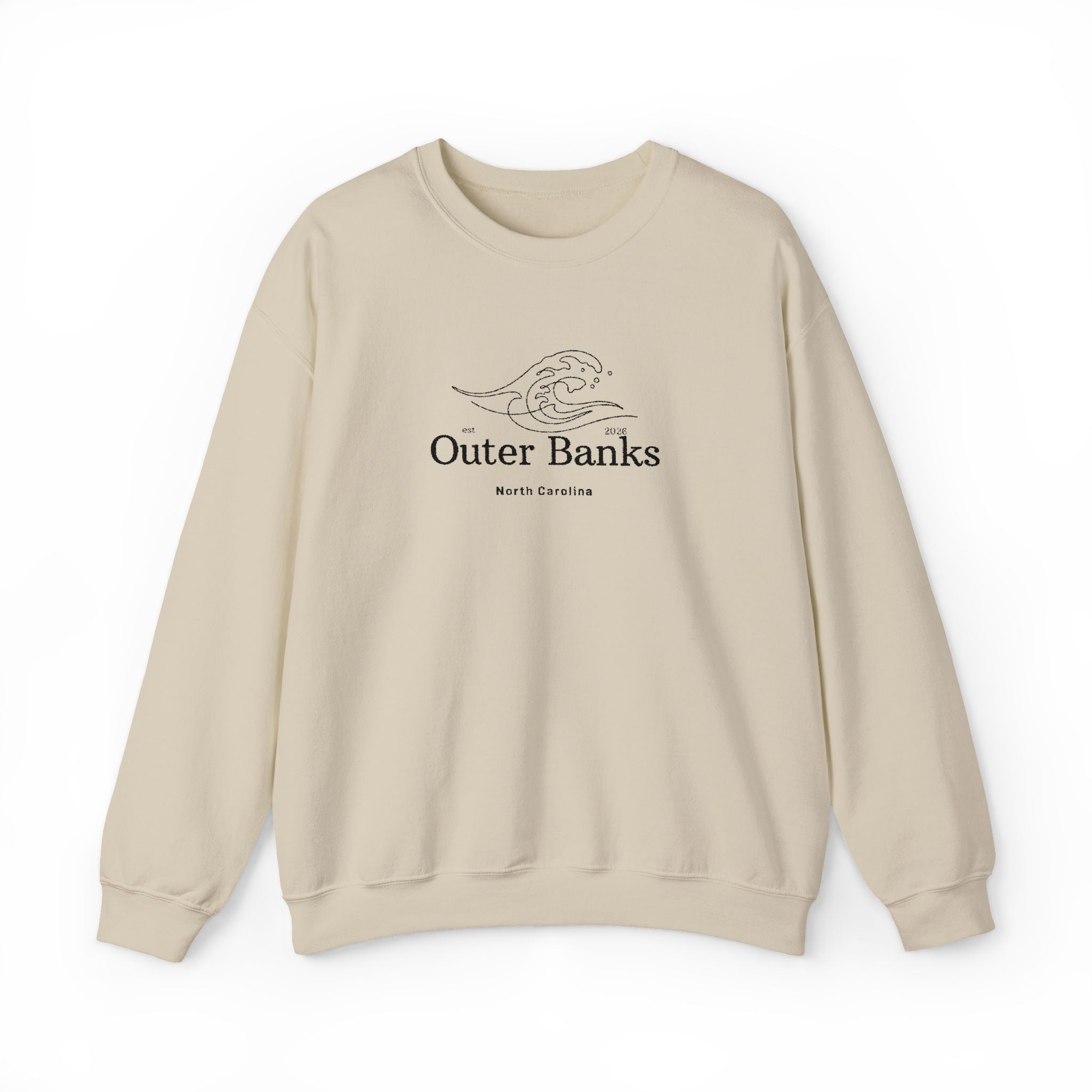 Outer Banks Coastal Wave Crewneck Sweatshirt — Embroidered Pullover