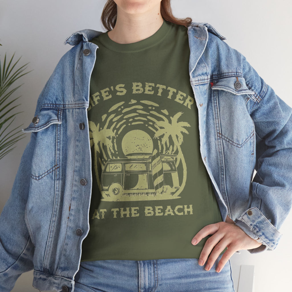 T-Shirt — "Life's Better at the Beach" Vintage Camper Tee