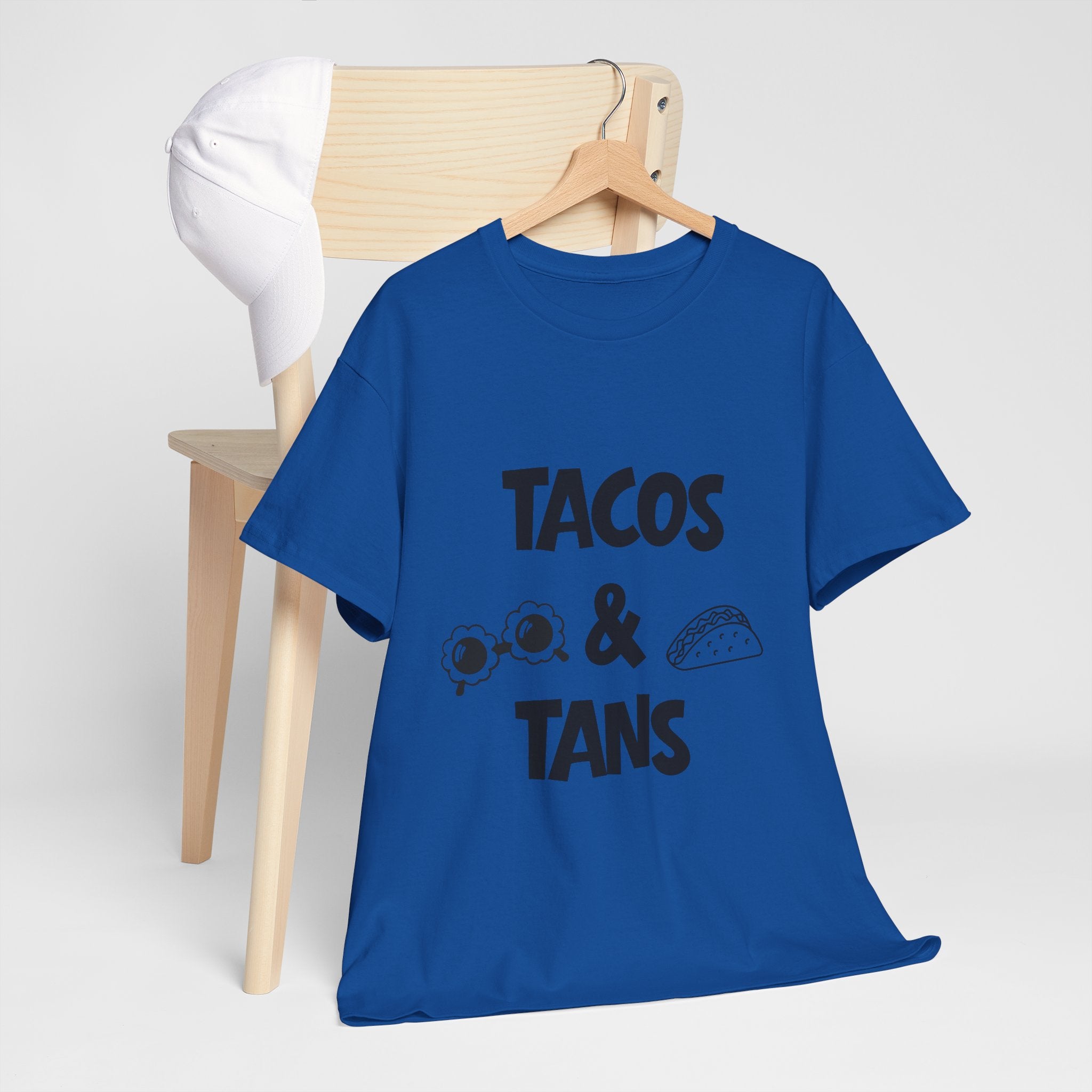 T-Shirt — "Tacos & Tans" Graphic Tee (Summer Vacation, Beach & Taco Night)