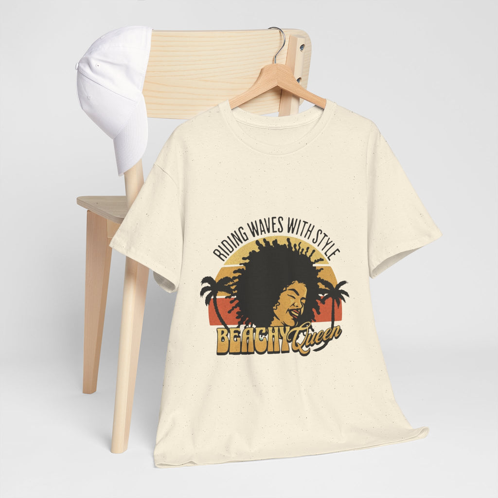 Beachy Vibes Tee — "Riding Waves With Style" Retro Sunset Surf T-Shirt