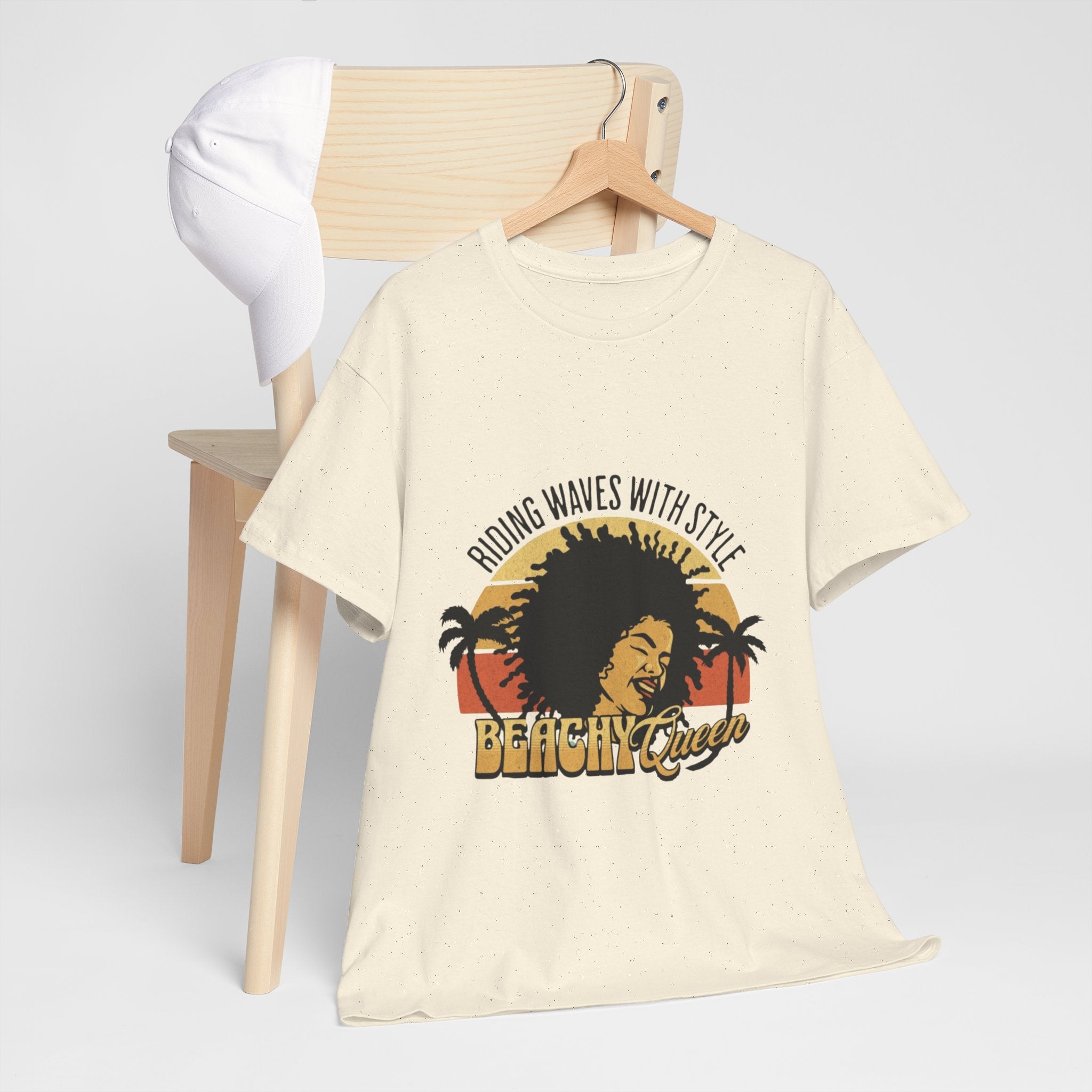 Beachy Vibes Tee — "Riding Waves With Style" Retro Sunset Surf T-Shirt
