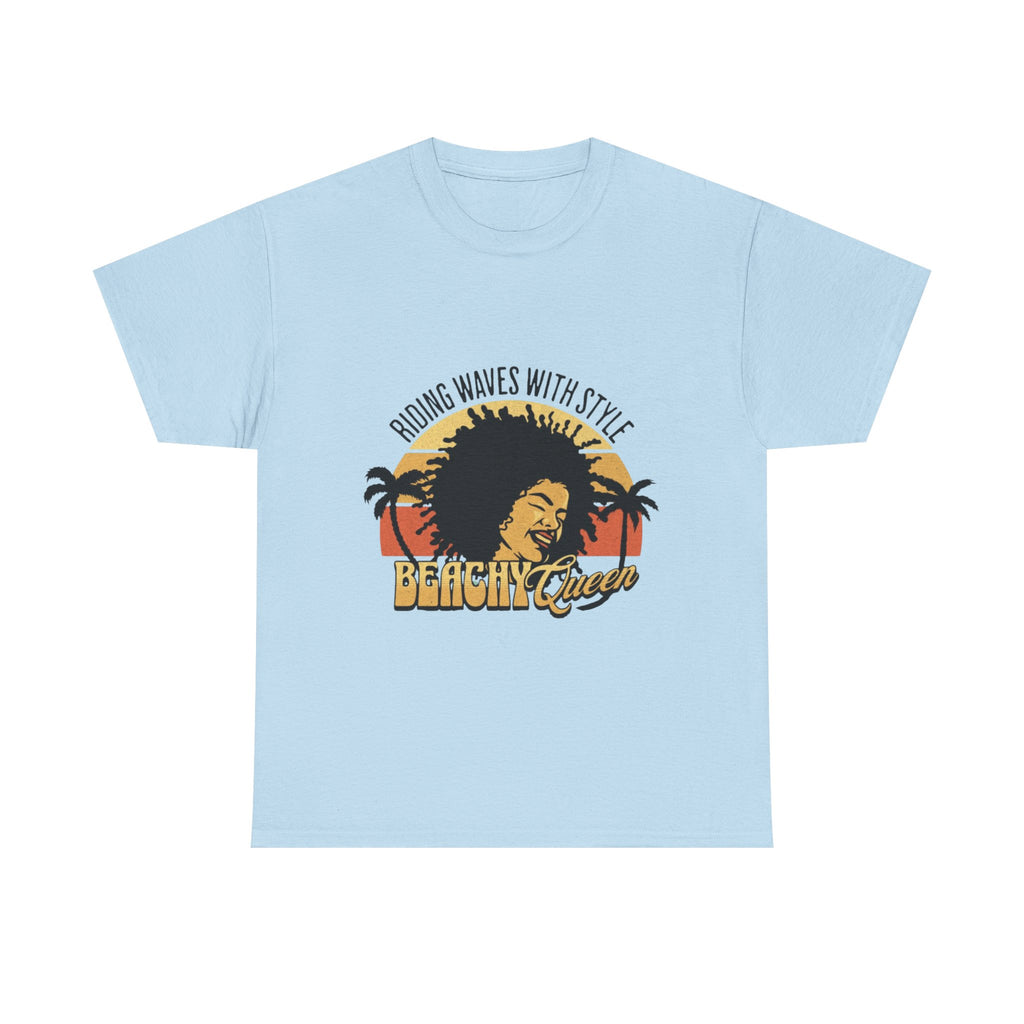Beachy Vibes Tee — "Riding Waves With Style" Retro Sunset Surf T-Shirt