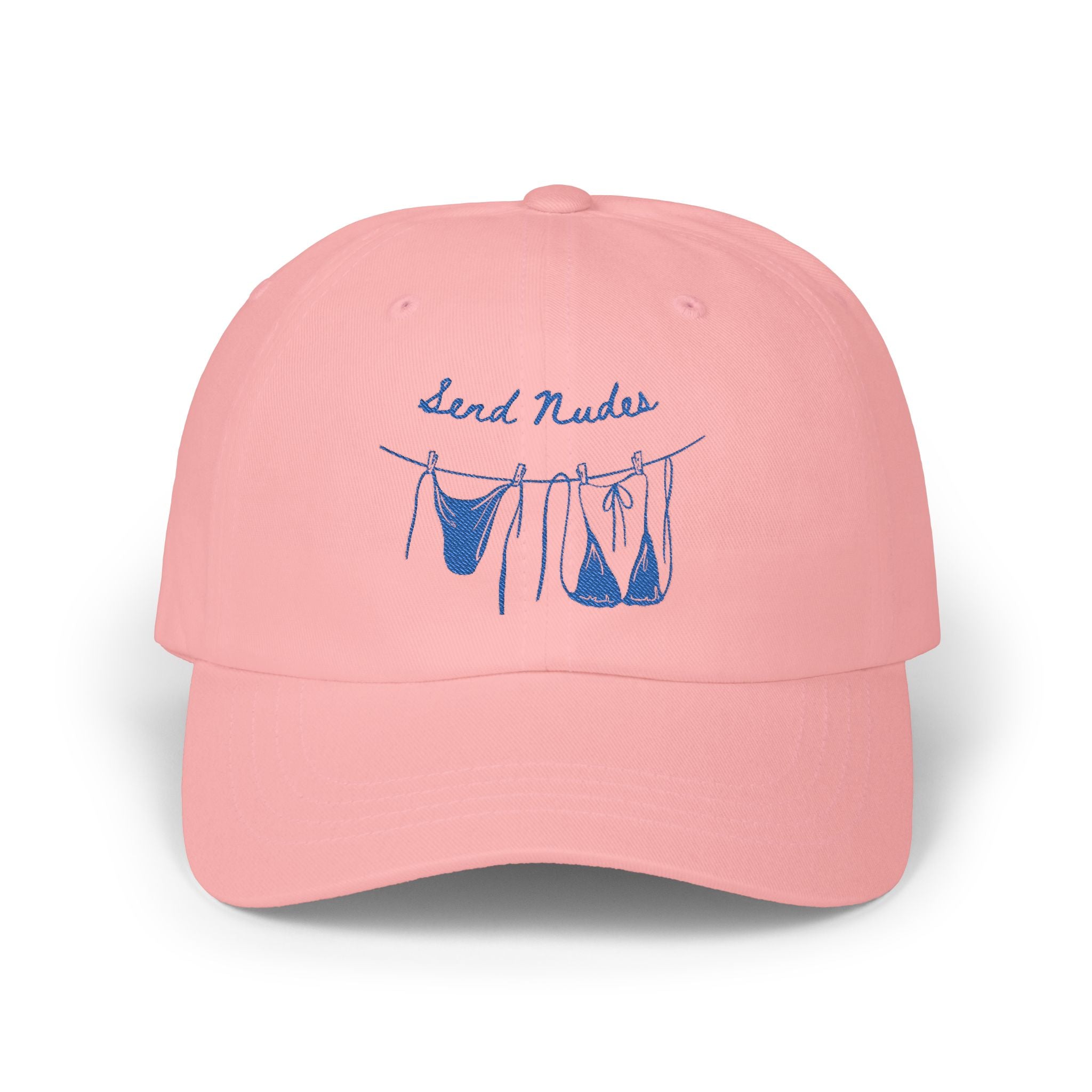 Dad Cap — "Send Nudes" Blue Embroidered Laundry Line Hat