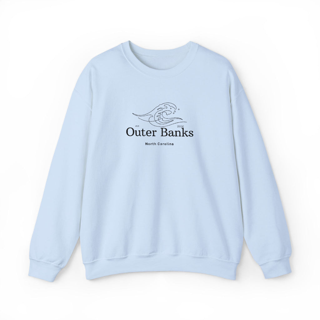 Outer Banks Coastal Wave Crewneck Sweatshirt — Embroidered Pullover