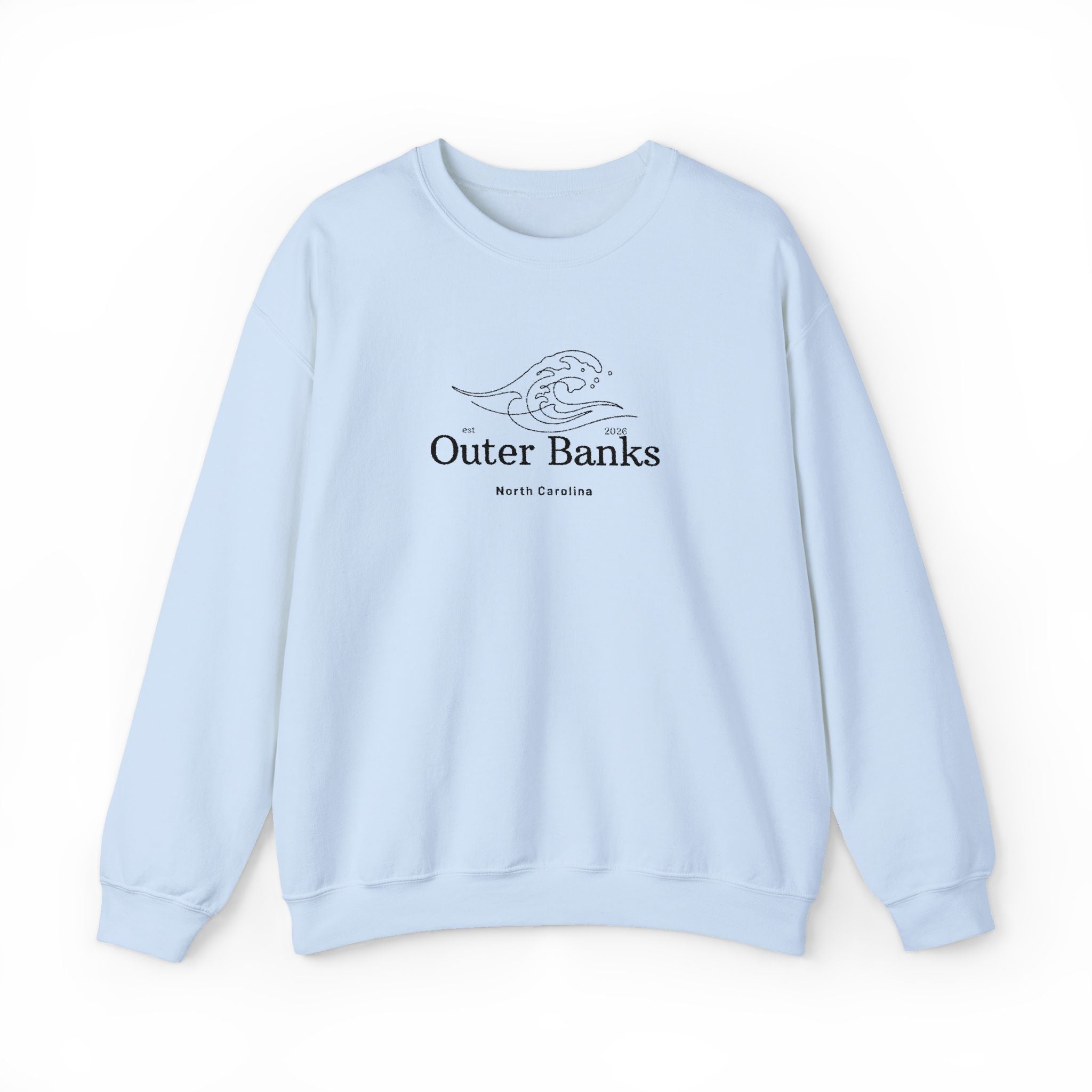 Outer Banks Coastal Wave Crewneck Sweatshirt — Embroidered Pullover