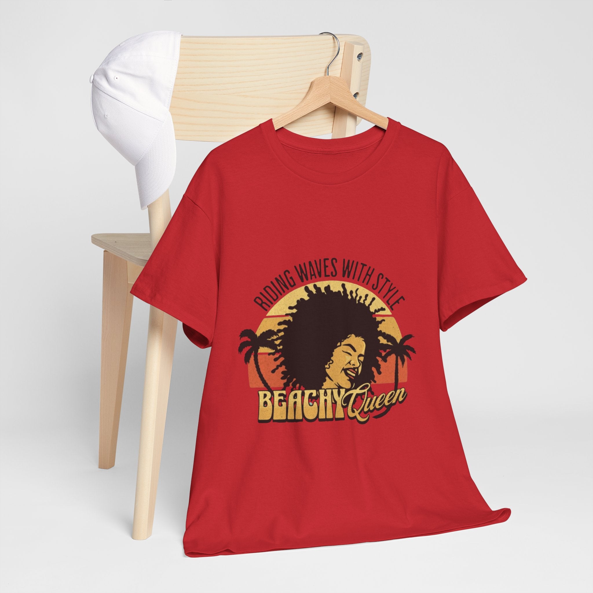 Beachy Vibes Tee — "Riding Waves With Style" Retro Sunset Surf T-Shirt