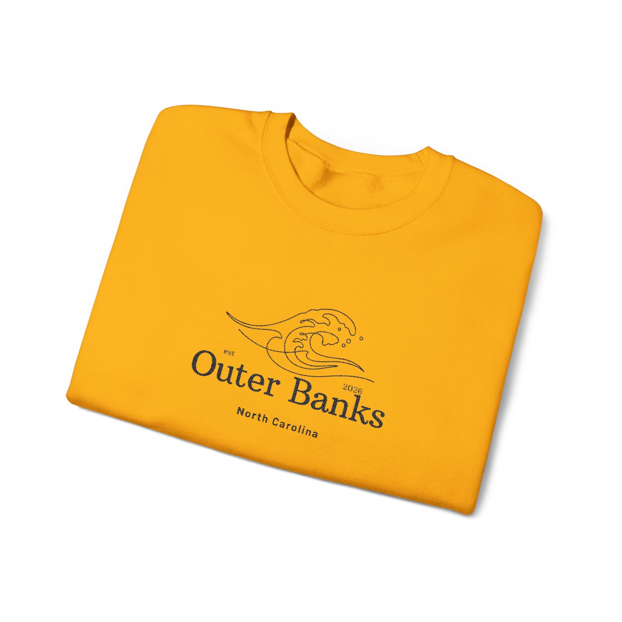 Outer Banks Coastal Wave Crewneck Sweatshirt — Embroidered Pullover