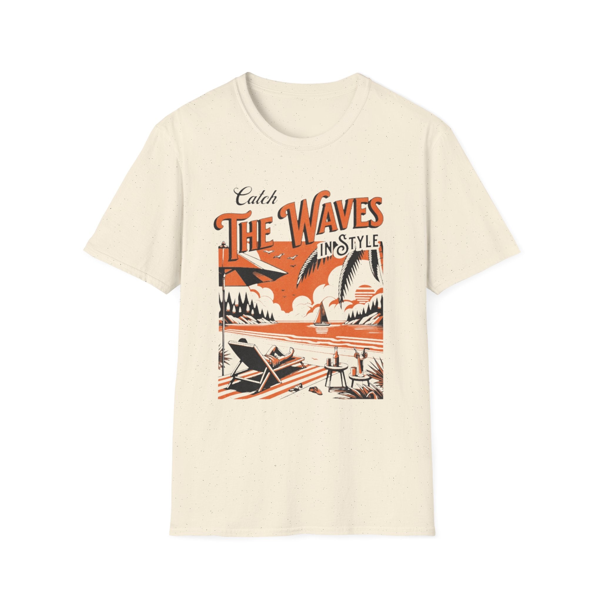 Beach Waves Graphic T-Shirt — "Catch The Waves in Style" Retro Surf Tee