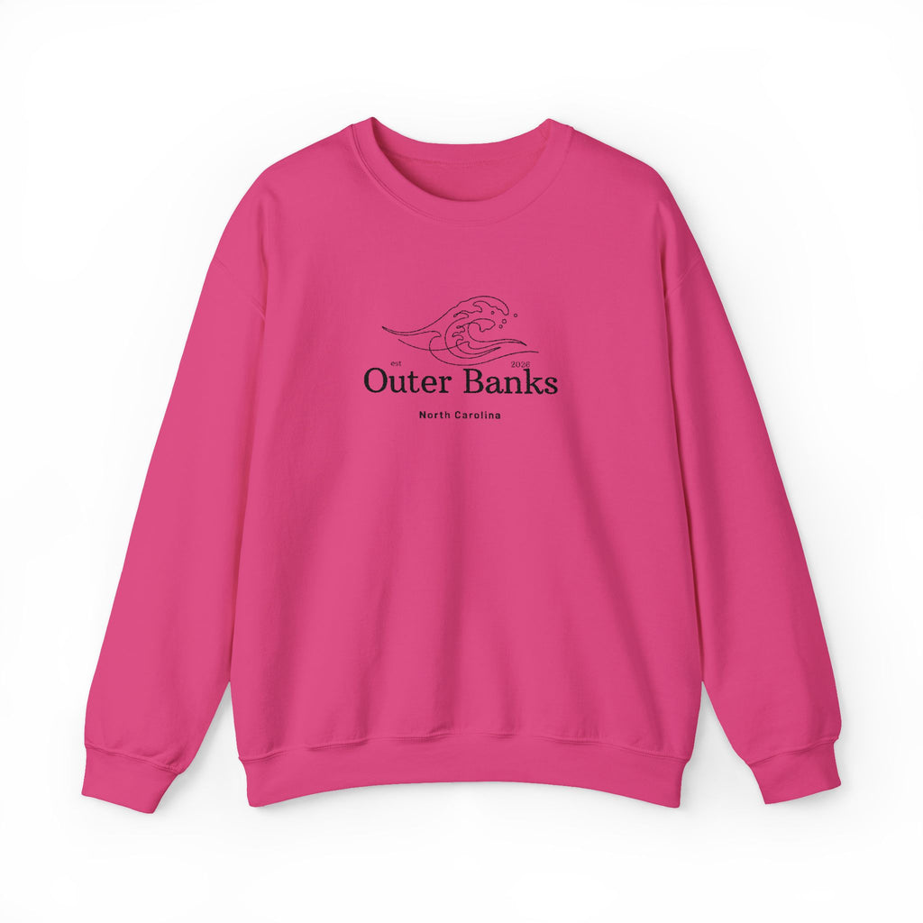 Outer Banks Coastal Wave Crewneck Sweatshirt — Embroidered Pullover