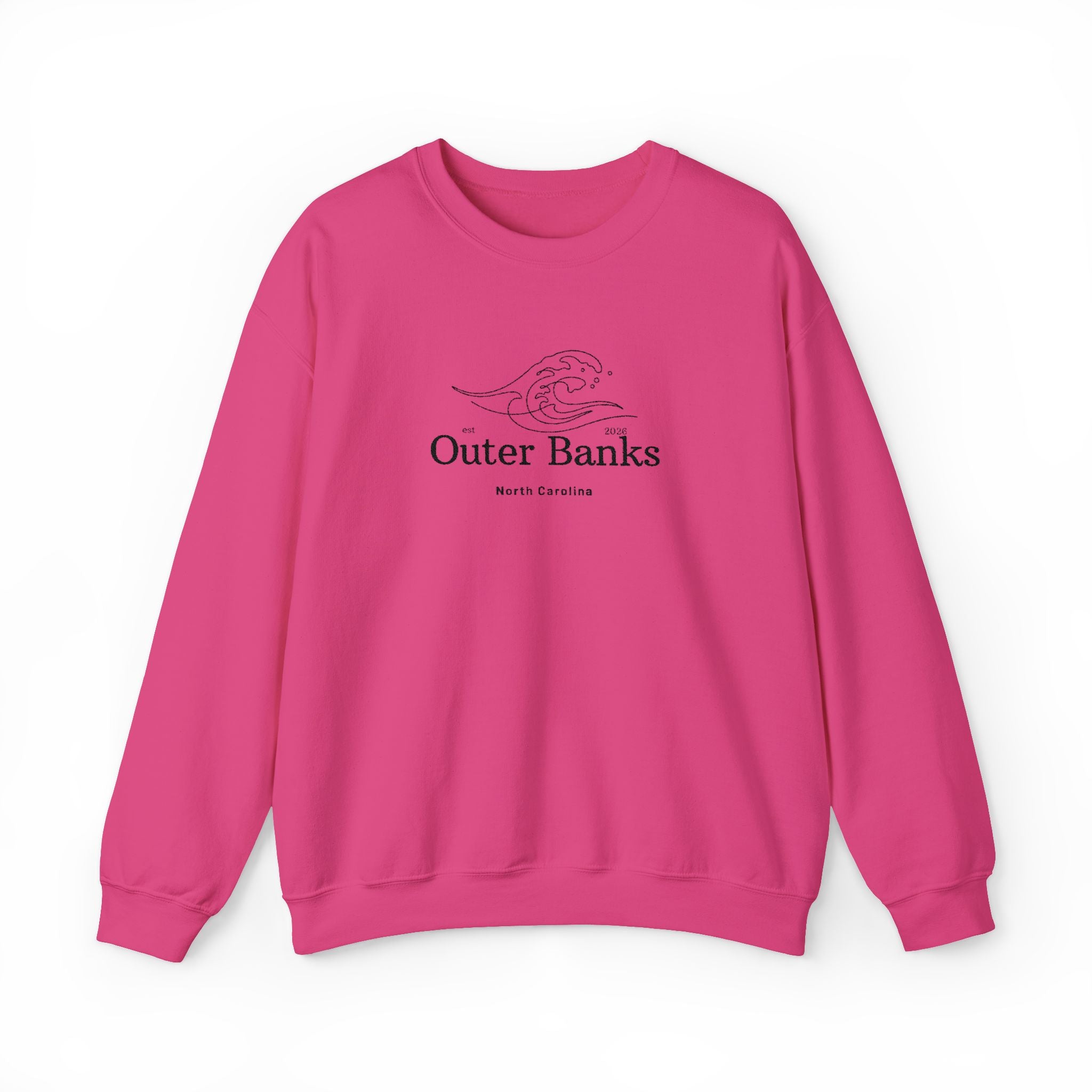 Outer Banks Coastal Wave Crewneck Sweatshirt — Embroidered Pullover