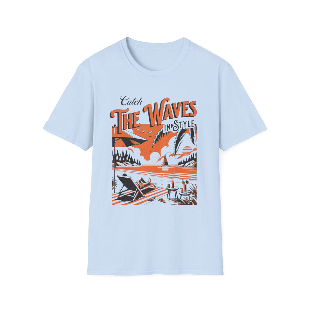 Beach Waves Graphic T-Shirt — "Catch The Waves in Style" Retro Surf Tee