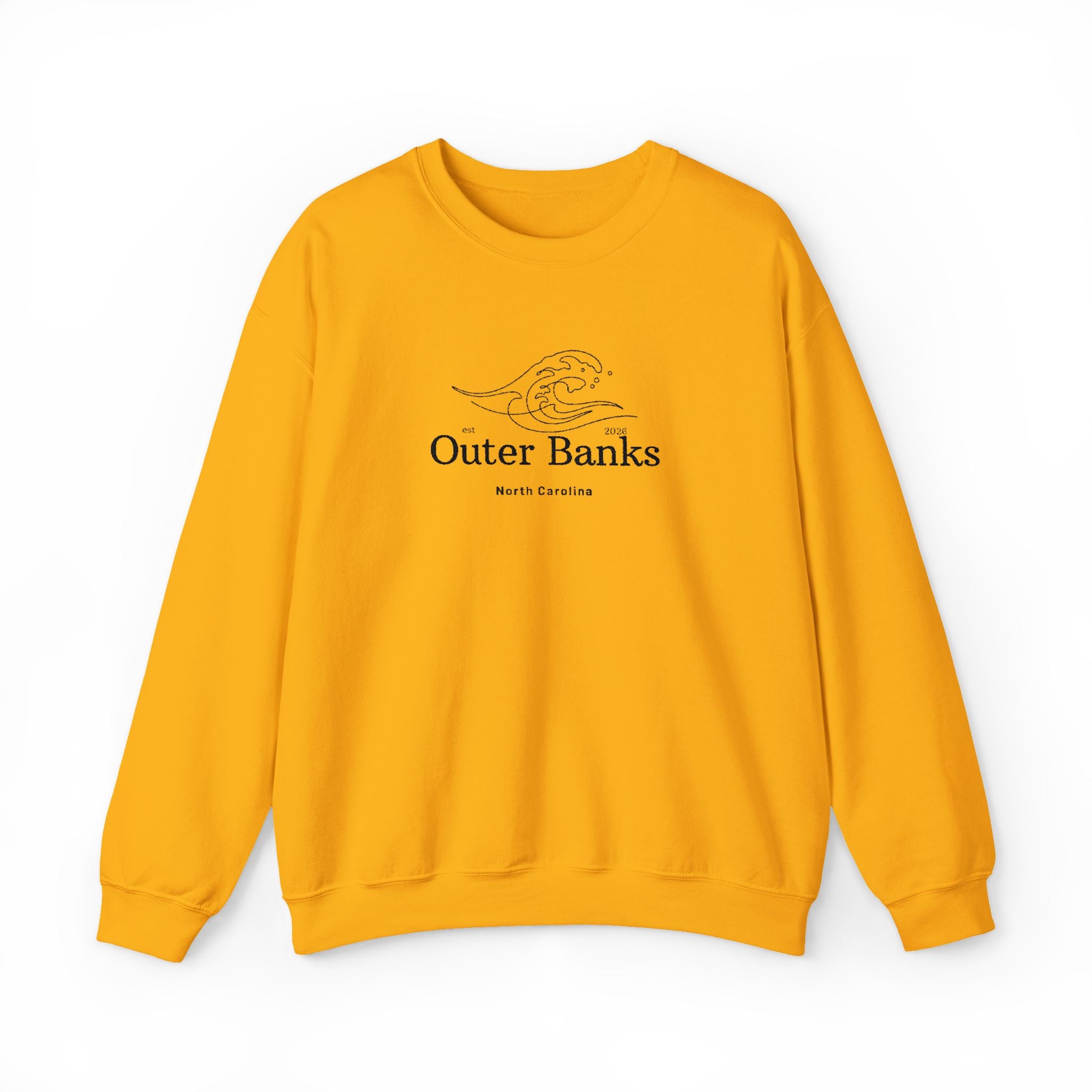 Outer Banks Coastal Wave Crewneck Sweatshirt — Embroidered Pullover