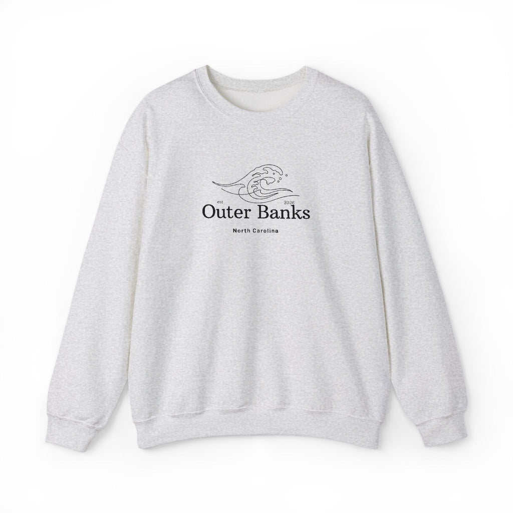 Outer Banks Coastal Wave Crewneck Sweatshirt — Embroidered Pullover
