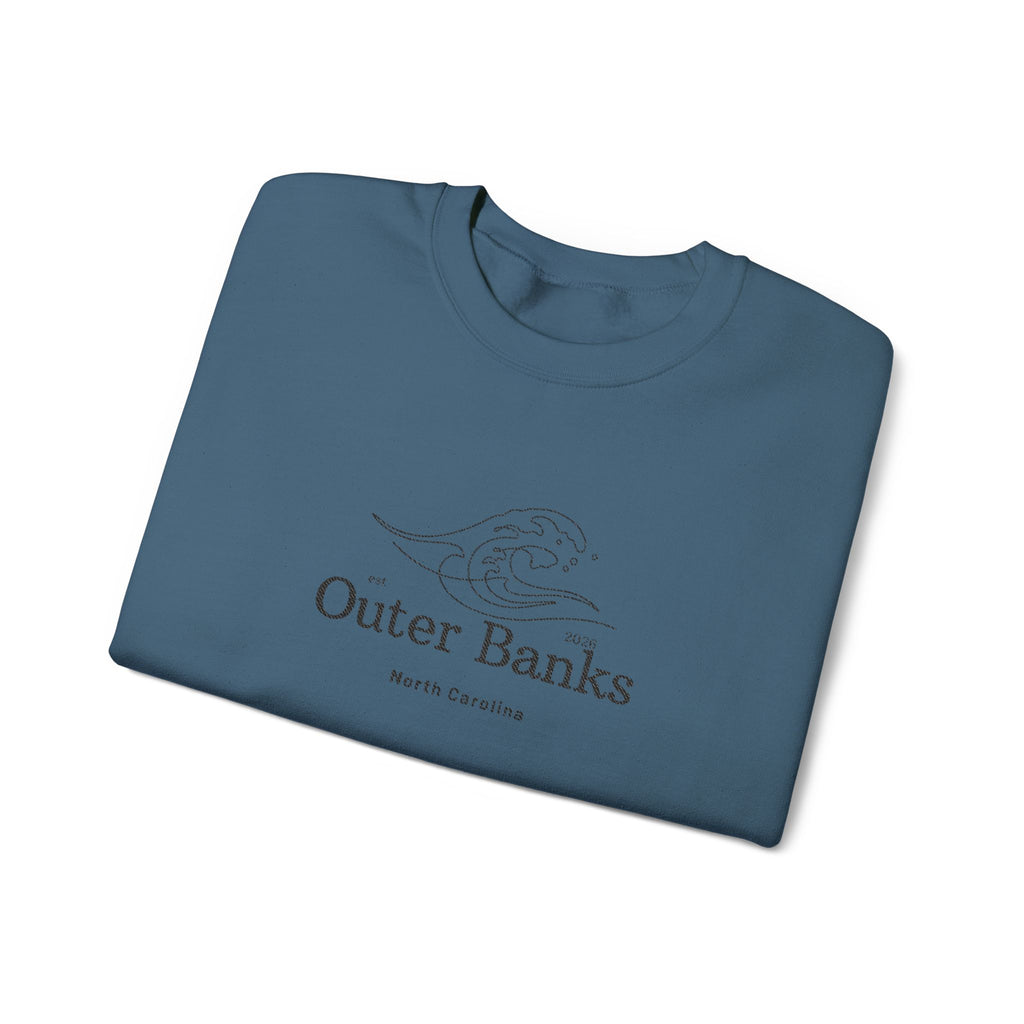 Outer Banks Coastal Wave Crewneck Sweatshirt — Embroidered Pullover