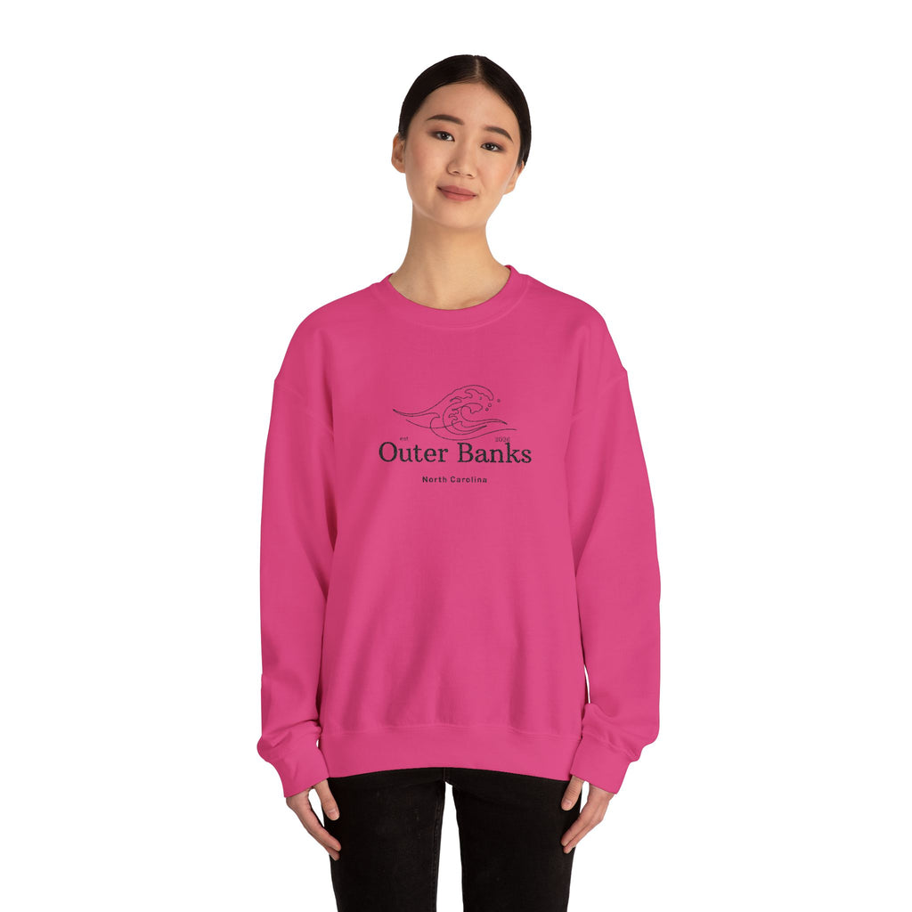Outer Banks Coastal Wave Crewneck Sweatshirt — Embroidered Pullover