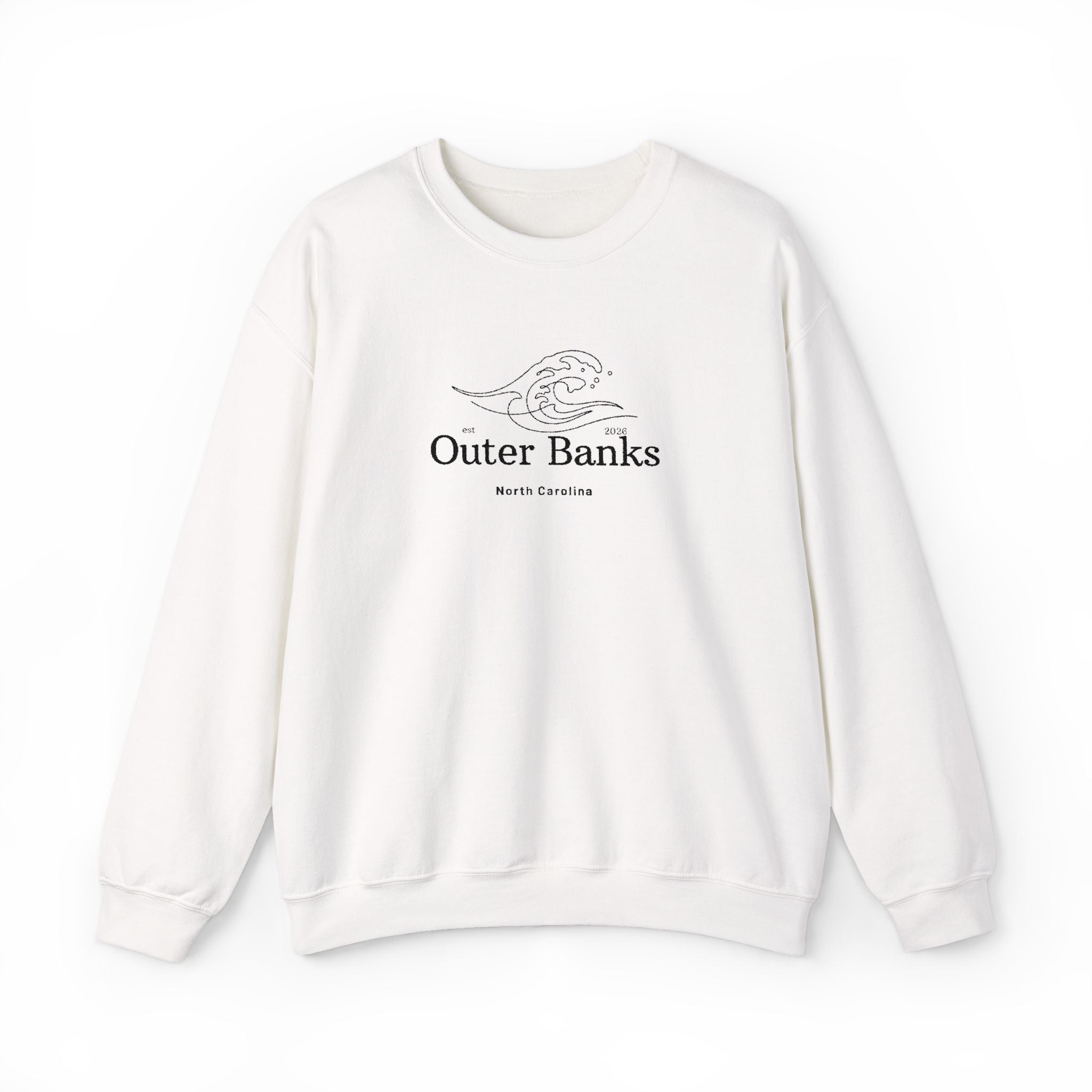 Outer Banks Coastal Wave Crewneck Sweatshirt — Embroidered Pullover