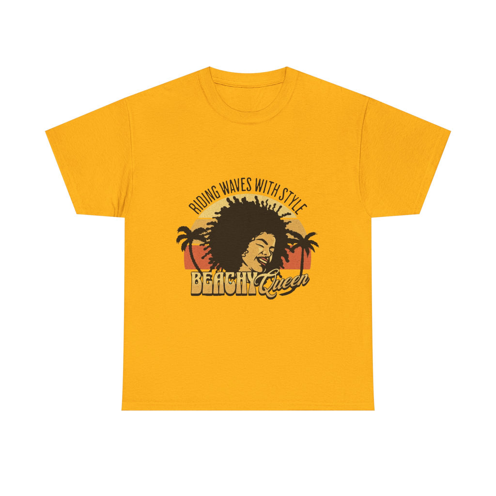 Beachy Vibes Tee — "Riding Waves With Style" Retro Sunset Surf T-Shirt