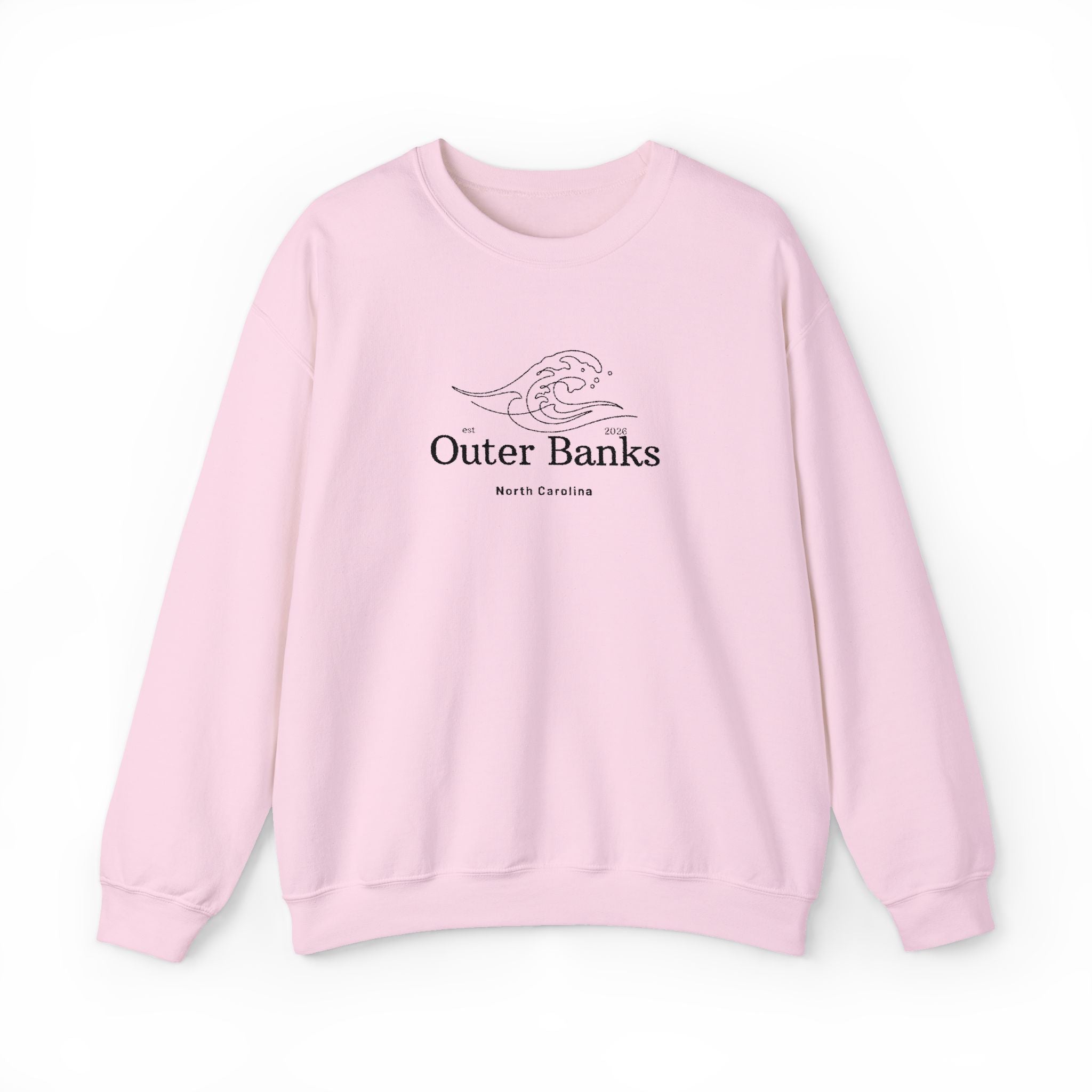 Outer Banks Coastal Wave Crewneck Sweatshirt — Embroidered Pullover
