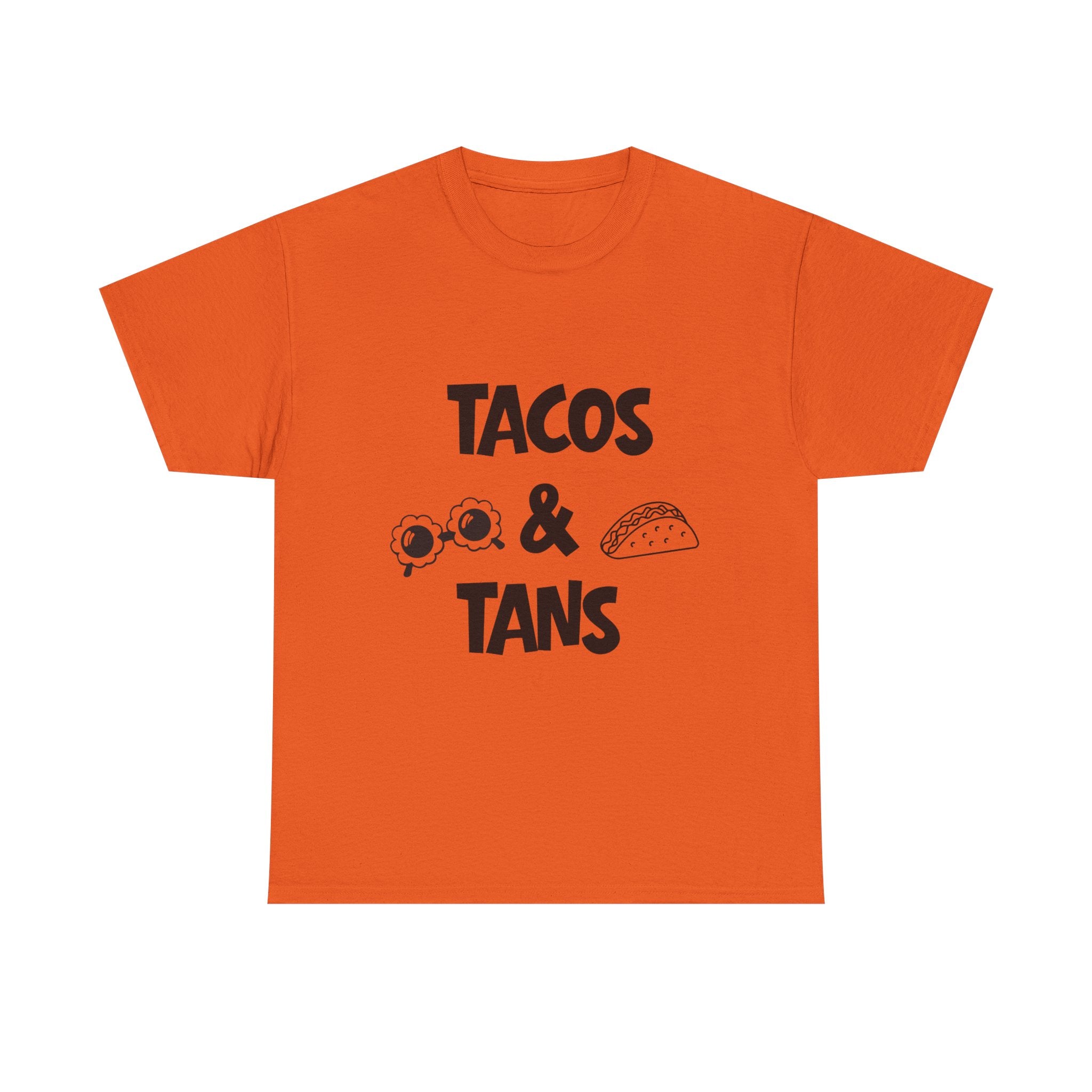 T-Shirt — "Tacos & Tans" Graphic Tee (Summer Vacation, Beach & Taco Night)